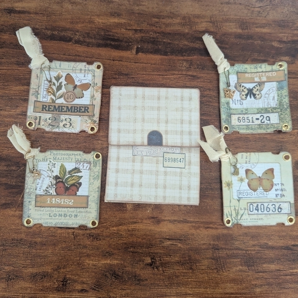 Vintage/Butterfly Envelope Flip Out For Junk Journal- Set Of 4 Specimen Tags